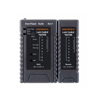 Кабельный Тестер Nikomax RJ11, RJ12, RJ45, с функцией Port Flash и LED фонарем (NMC-TE100PF)