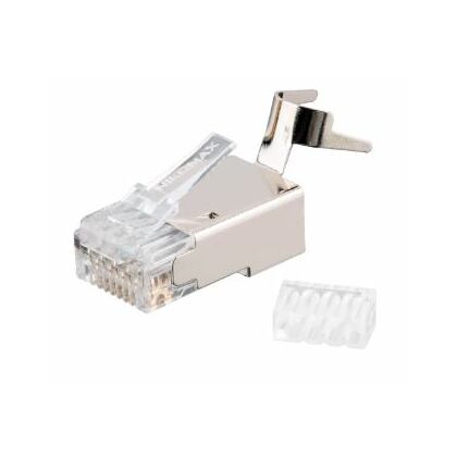 Коннектор RJ-45 Cat6a 50 микрон, экранированный, со вставкой, с хвостовиком, Nikomax (NMC-RJ88RZ50SA3-T-100) упаковка 100 шт