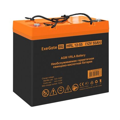 АКБ 12V 55Ah, ExeGate HRL 12-55 для использования в ИБП