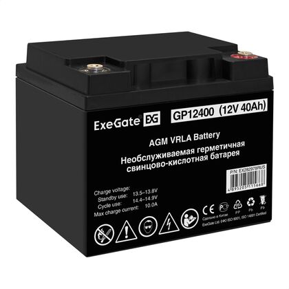 АКБ 12V 40Ah, ExeGate GP12400 для использования в ИБП