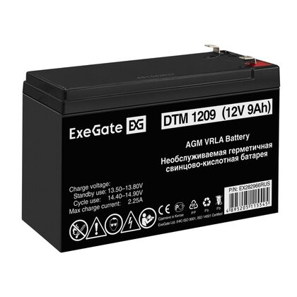 АКБ 12V 9Ah, ExeGate DTM 1209 для использования в ИБП