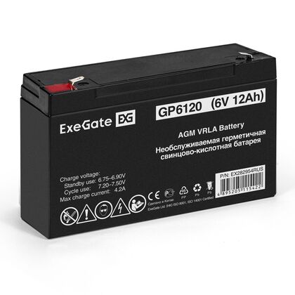АКБ 6V 12Ah, ExeGate GP6120 для использования в ИБП