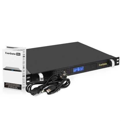 ИБП ExeGate ServerRM UNL-1200.LCD.AVR.8C13.RJ.USB.1U <1200VA/ 720W, LCD, AVR, 8*C13, RJ, USB, 1U, установка в стойку, Black>