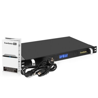 ИБП ExeGate ServerRM UNL-650 LCD <650VA/ 360W, Color LCD, AVR, 3*C13, USB,1U,  установка в стойку, Black>
