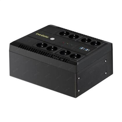 ИБП ExeGate NEO Smart LHB-650 650ВА/ 390Вт, 8хSchuko, AVR, 4хUSB, (Аккумулятор 12В/ 7,2Ah)