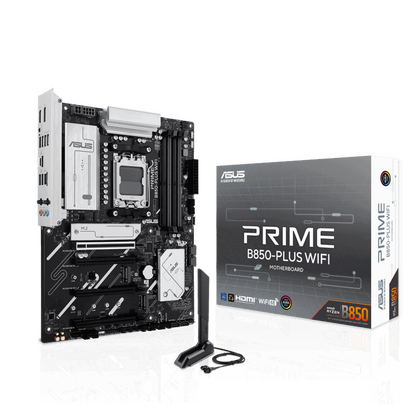 Материнская плата Asus AM5: PRIME B850-PLUS WIFI [B650, 4*DDR5, 2*PCI Ex16, 4*SATA3, 3*M.2, 2*USB 2, 6*USB3, HDMI, DP, ATX]
