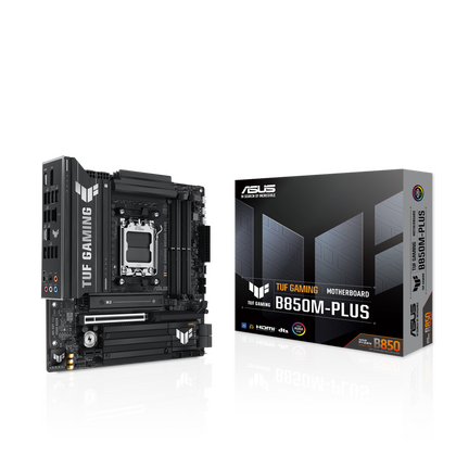 Материнская плата Asus AM5: TUF GAMING B850M-PLUS [B850, 4*DDR5, 1*PCI Ex16, 4*SATA3, 2*M.2, 4*USB 2, 8*USB3, HDMI, DP, Micro-ATX]