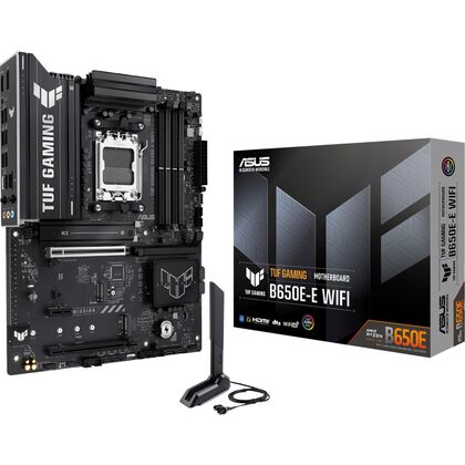 Материнская плата Asus AM5: TUF GAMING B650E-E WIFI [B650, 4*DDR5, 2*PCI Ex16, 4*SATA3, 3*M.2, 5*USB 2, 1*USB3, HDMI, DP, ATX]