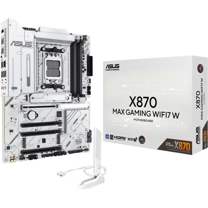 Материнская плата Asus AM5: X870 MAX GAMING WIFI7 W [X870, 4*DDR5, 4*PCI Ex16, 4*SATA3, 3*M.2, 6*USB 2, 4*USB3, HDMI, ATX]