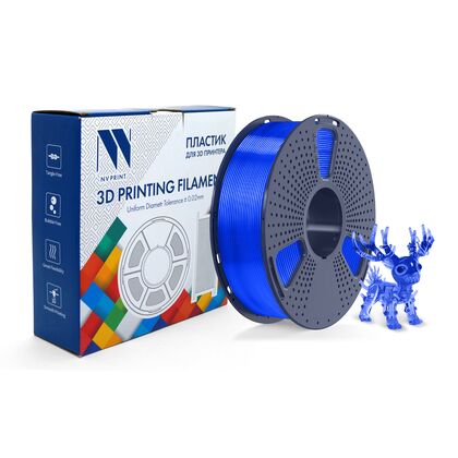 Филамент PLA Transparent Blue для 3D печати (1,75мм/ 330м/ 1кг) NV Print