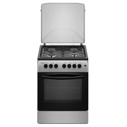 Плита комбинированная Kraft KF-FSK6403AES серебристый (э/ поджиг конфорок, конфорок - 4, духовка электро, эмаль)