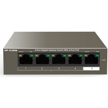 Неуправляемый POE-коммутатор 05 портов IPCOM F1105P-4-63W ( 5x100Мбит/ с, 4xPOE, PoE‑бюджет 58 Вт) корпус - металл