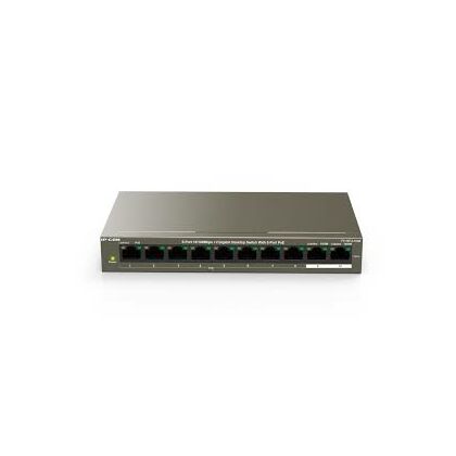 Неуправляемый POE-коммутатор 10 портов IPCOM F1110P-8-63W ( 10x100Мбит/ с, 8xPOE, PoE‑бюджет 58 Вт) корпус - металл