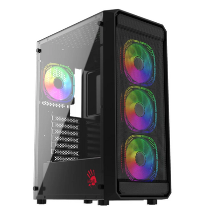 Корпус Bloody Midi-Tower BD-CC114 (без БП, Боковое стекло, Вентиляторы 120мм: 4xARGB, ГхВхШ: 350x477x200, ) BD-CC114-BK