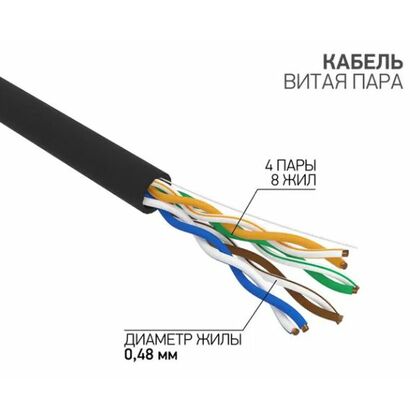 Кабель Cu UTP, Внешний, 4x2x0.48, бухта 305м., Cat5e, ProConnect (01-0054)