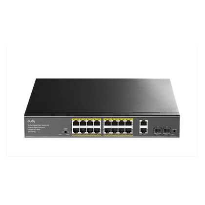 Неуправляемый POE-коммутатор 18 портов Cudy GS1018PS2 ( 18x1Гбит/ с, 2xSFP, 16xPOE, PoE‑бюджет 200 Вт) корпус - металл