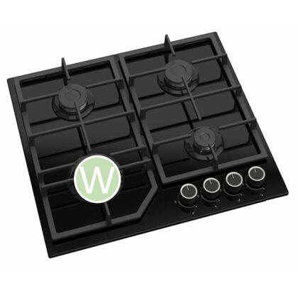 Газовая варочная панель Kraft KF-HV6325BW черный (конфорок - 4 шт, панель - эмалированная сталь, Wok - есть)