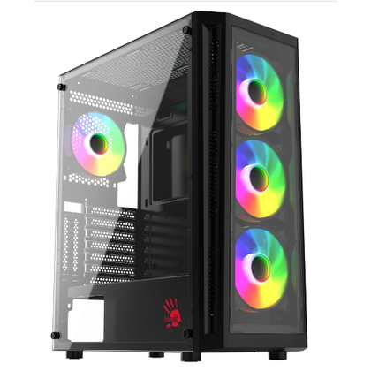 Корпус Bloody Midi-Tower BD-CC120F (без БП, Боковое стекло, Вентиляторы 120мм: 4xARGB, ГхВхШ: 385x480x205, ) BD-CC120F-BK