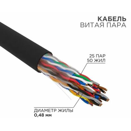Кабель Cu UTP, Внешний, 25x2x0.48, бухта 305м., Cat5e, Rexant (01-1122-R)