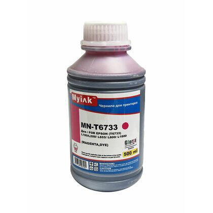 Чернила Epson (T6643/ T6733) L100/ L200/ L655/ L800/ L1800 (500мл, magenta, Dye) MN-T6733M Gloria MyInk