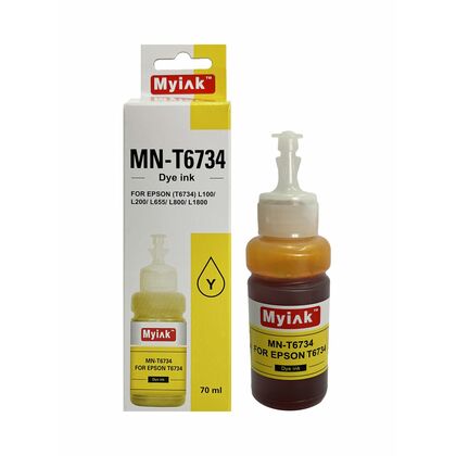 Чернила Epson (T6734/ T6444) L100/ L200/ L655/ L800/ L1800 (70мл, yellow Dye) MN-T6734 MyInk