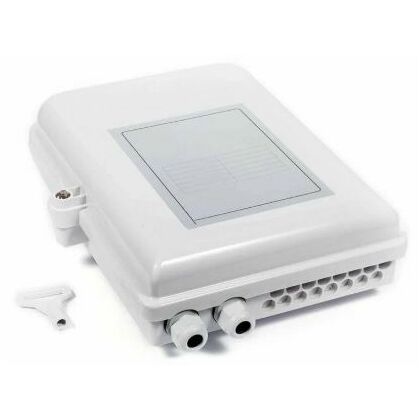 Кросс-муфта оптическая герметичная GJS-X24 (24 сварки, 24 абонентских вывода, 2 ввода кабеля, 350x270x100) с пластиковой планкой