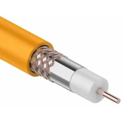 Кабель коаксиальный RG-6U нг(А)-HF, Cu/ Al/ Cu, 64%, 75Ом, бух.100м, Внутренний, оранжевый Rexant (01-2654)