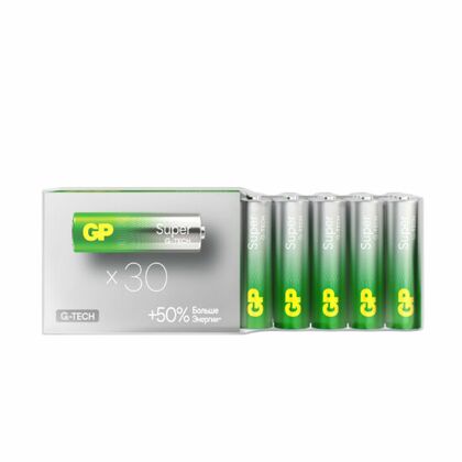 Батарейка GP LR6, AA, Super Alkaline, щелочная (15AA21-2CRSWC30) спайка 30 шт.