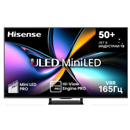 Телевизор 75" HISENSE 75U7Q PRO MiniLED, VIDAA, 4K Ultra HD, 120 Гц, Голосовой пульт, HDMI х4, USB х2, чёрный