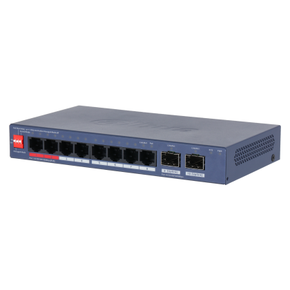 Управляемый PoE-коммутатор 10 портов Dahua DH-CS4210-8GT-110 (8х1Гбит/ с, 2хSFP, 8хPoE, PoE‑бюджет 110 Вт) 2 уровня