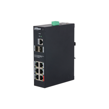 Неуправляемый POE-коммутатор 08 портов Dahua DH-HS4208-4GT-90 ( 6x1Гбит/ с, 2xSFP, 4xPOE, PoE‑бюджет 90 Вт) корпус - металл