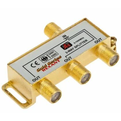 Делитель ТВх3 под F-разъем, 5-1000МГц, Gold (4 F-разъема в комплекте) Rexant (05-6102-1)