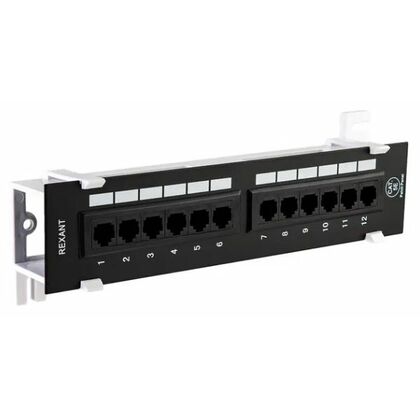 Панель коммутационная настенная, 12 портов, UTP, RJ-45, CAT 5e Rexant (04-0020)