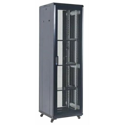 Напольный шкаф 19" 42U 600×800×2054 (ШxГxВ),  передняя дверь перфорация, перфорированная задняя дверь, черный, Rexant (04-4266-232)