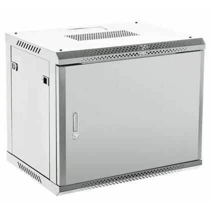 Настенный шкаф 19" 12U 600×600×635 (ШxГxВ),  передняя дверь металл, металлическая задняя стенка, серый, Rexant (04-1266-121)