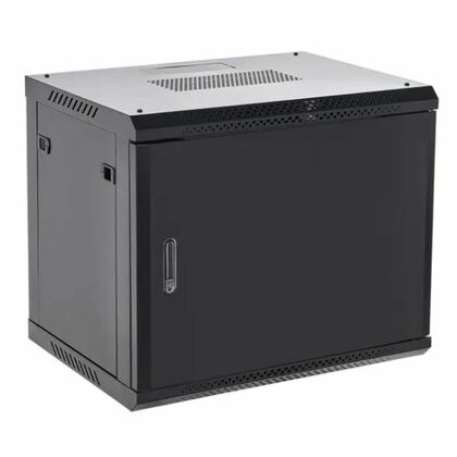 Настенный шкаф 19" 12U 600×600×635 (ШxГxВ),  передняя дверь металл, металлическая задняя стенка, черный, Rexant (04-1266-122)
