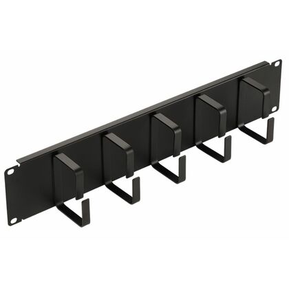 Организатор кабельный 19" 1U, металлический, 5 колец, черный (TWT-ORG1U-5V)