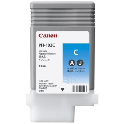 Картридж: Canon PFI-102C (cyan) 130мл [для imagePROGRAF iPF510, iPF605, iPF610, iPF650, iPF655, iPF710, iPF750, iPF755, iPF760] (0896B001)