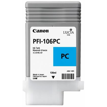 Картридж: Canon PFI-106PC (photo cyan) 130мл [для imagePROGRAF iPF6400, iPF6400S, iPF6400SE, iPF6450] (6625B001)