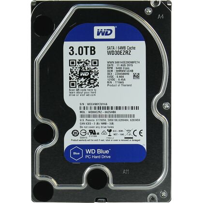 Жесткий диск HDD 3,5" SATA: 3000Gb WD [5400rpm, 64Mb cache, SATA3 6Gbit/ s] WD30EZRZ