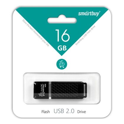 Флеш-накопитель Smartbuy 16Gb USB2.0 Quartz Черный (SB16GBQZ-K)