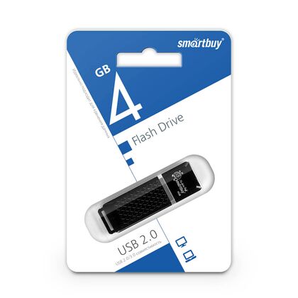 Флеш-накопитель Smartbuy 4Gb USB2.0 Quartz Черный (SB4GBQZ-K)